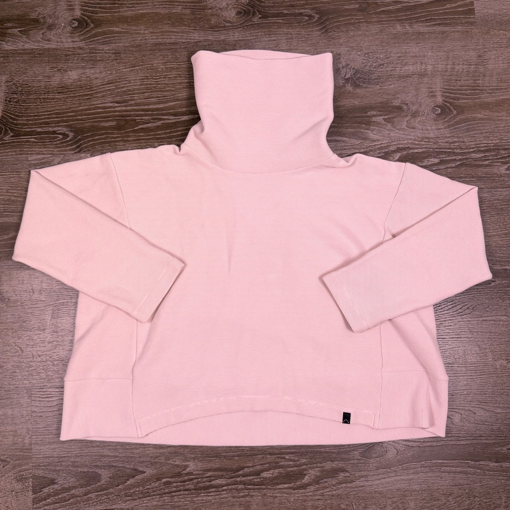 Varley Womens Sweater S Pink High Turtle Neck Sweatshirt Ribbed